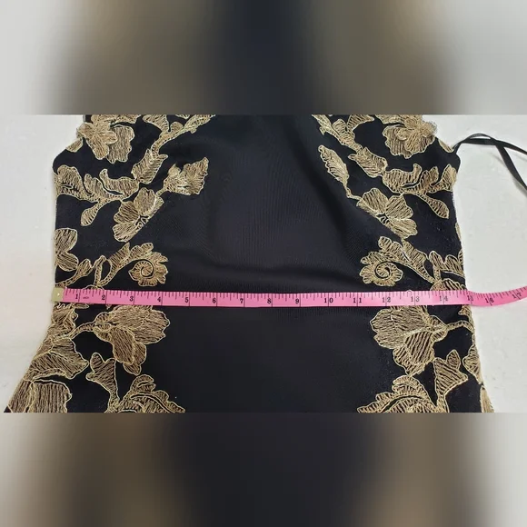 Tadashi Shoji Kami Dress Black & Gold  Knee length Sleeveless Size 6 Petite - Picture 11 of 16